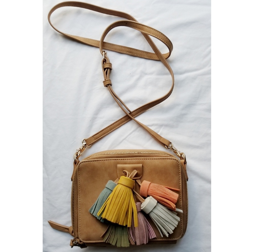 Colored tassels crossbody small bag